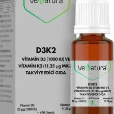 VeNatura D3K2 Vitamin D3 Ve Vitamin K2 Damla Takviye Edici Gıda 20 ml