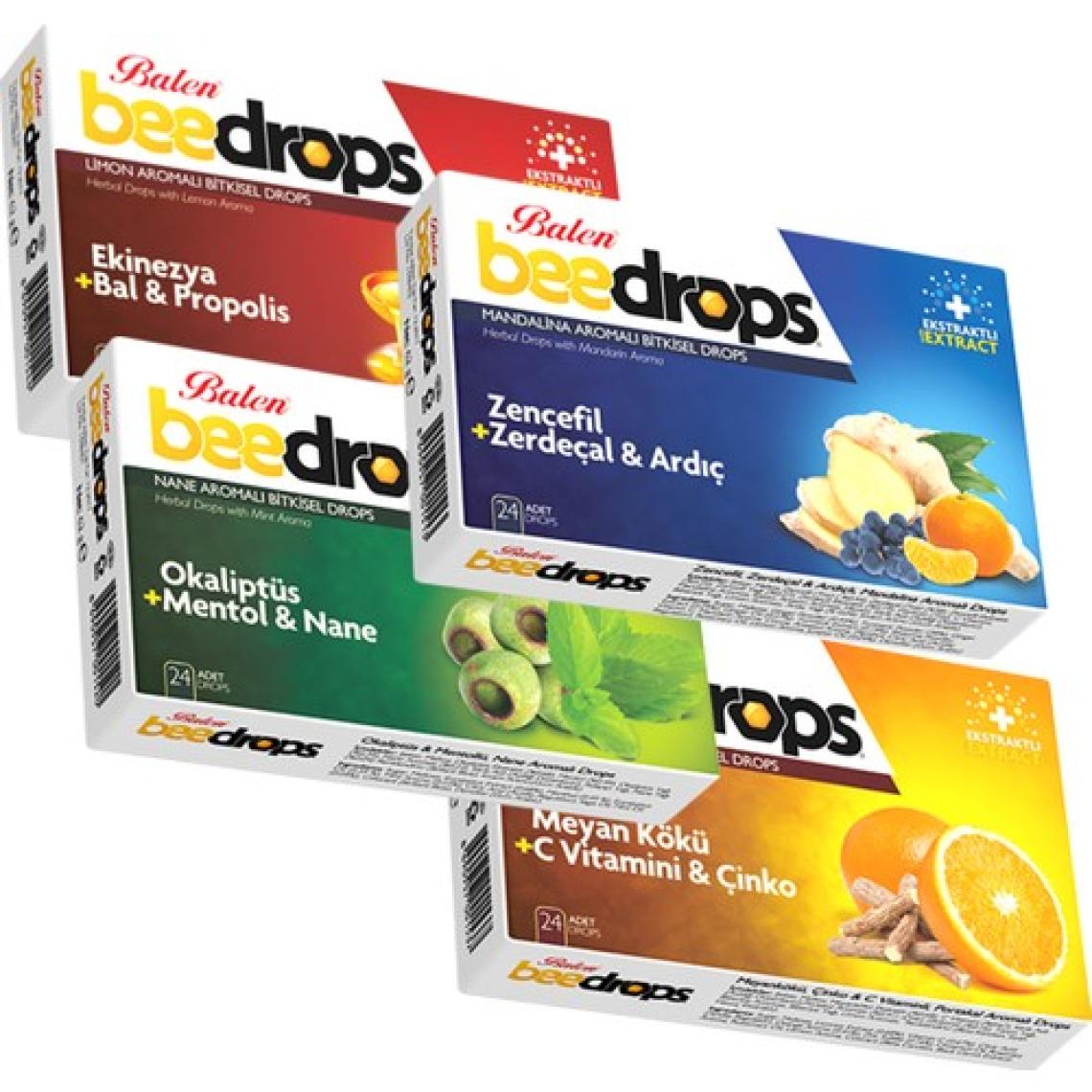Balen Pastil Ekinezya Meyan Kökü Okaliptus Zencefilli Beedrops 4'lü Pastil Set 24 Drops x 4 Kutu