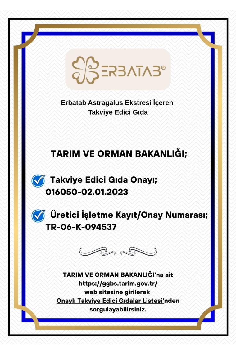 Erbatab Astragalus Çin Geveni Ekstresi 60 Kapsül