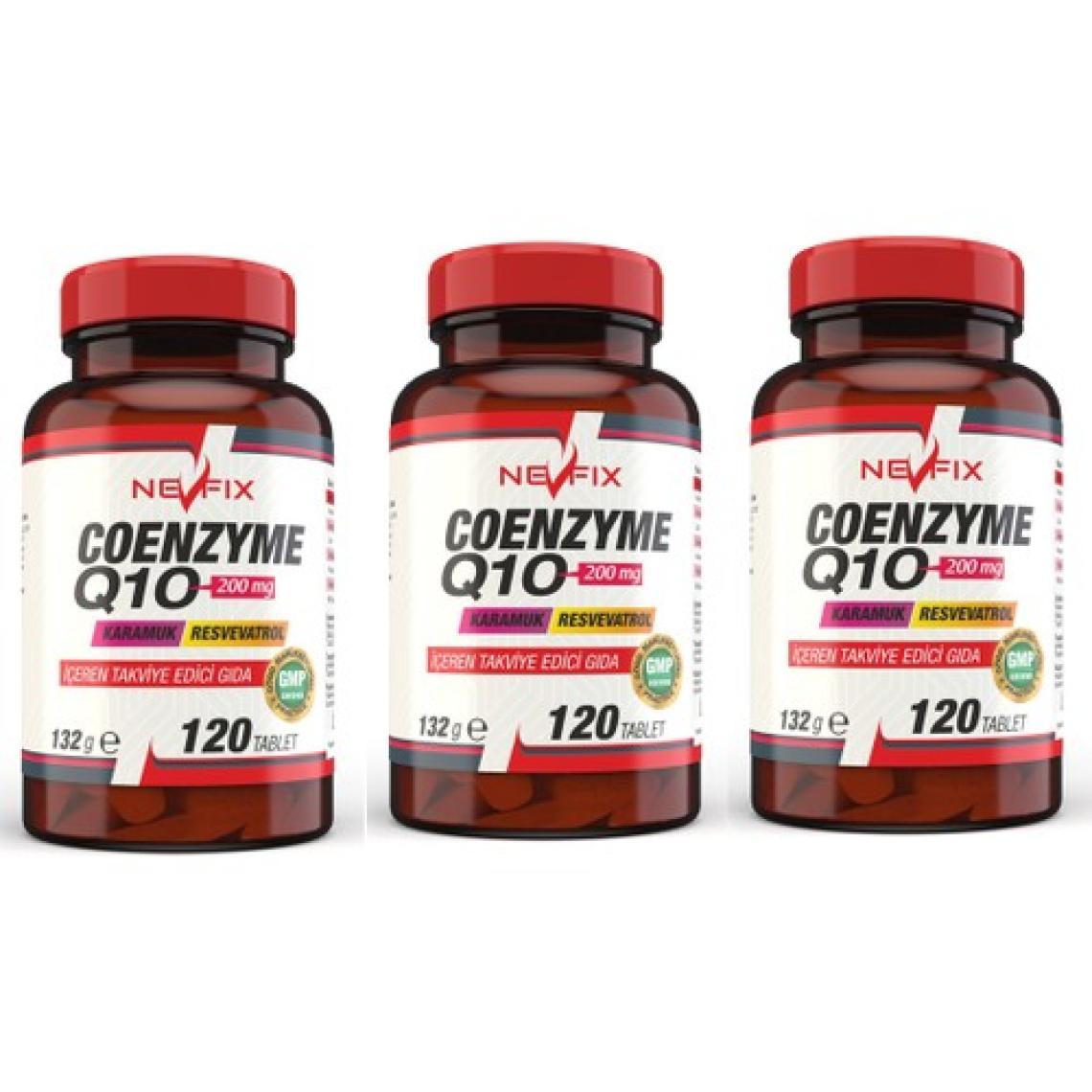 Nevfix Coenzyme Q10 200 mg Koenzim Q10 120 Tablet x 3 Kutu 360 Tablet