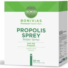 Bonivias Propolis Boğaz Spreyi / Propolis, Nane, Okaliptus, Karanfil, ve Mentol içeren Likit Takviye Edici Gıda