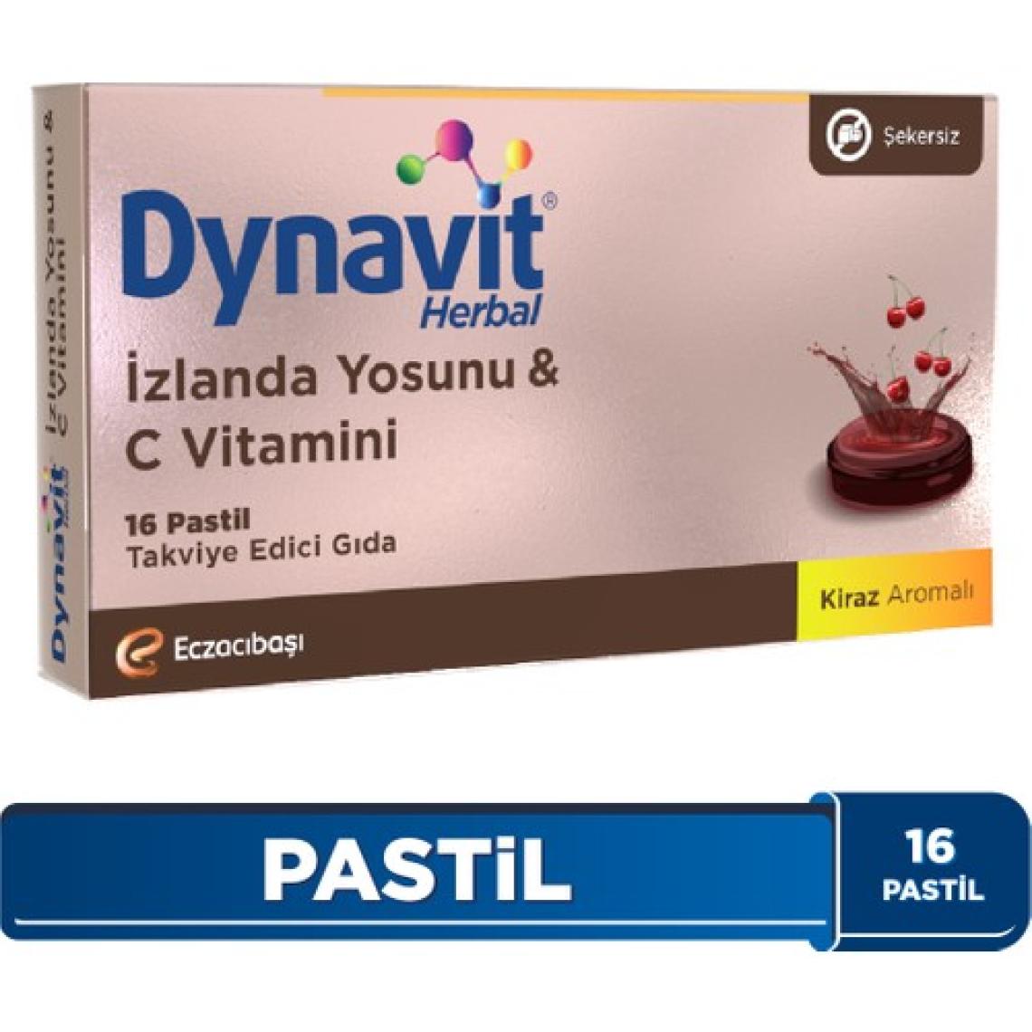 Dynavit Herbal İzlanda Yosunu & C Vitamini 16 Pastil - İzlanda Yosunu, C Vitamini, Sinirliot Ekstresi