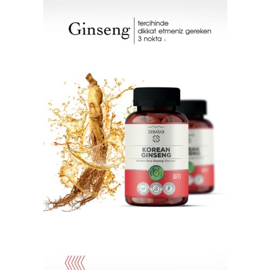 Erbatab Kırmızı Kore Ginsengi Ekstresi Korean Ginseng 30 Kapsül