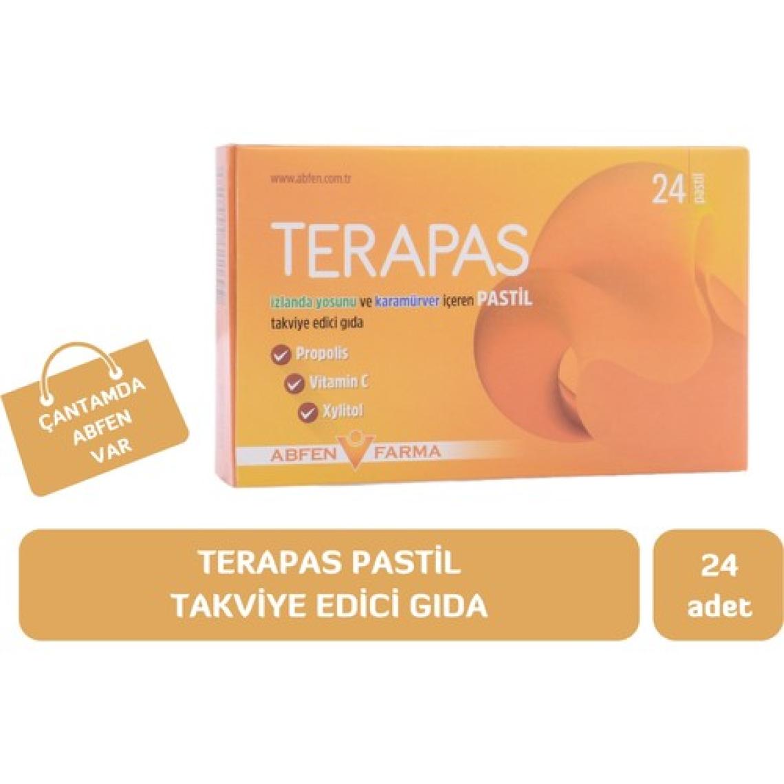 Abfen Farma Terapas Izlanda Yosunu Karamürver ve Propolis Içeren Yeni Nesil Pastil Takviye Edici Gıda