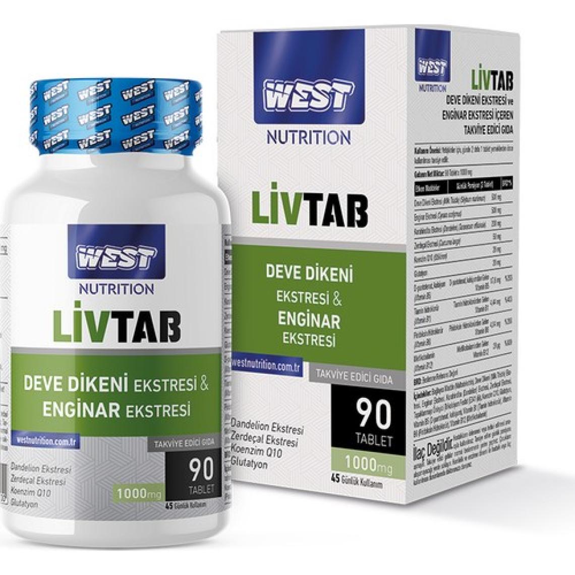 West Nutrition Livtab Milk Thistle (Deve Dikeni) Ve Enginar Ekstresi Karışımı 90 Tablet X 1000 Mg