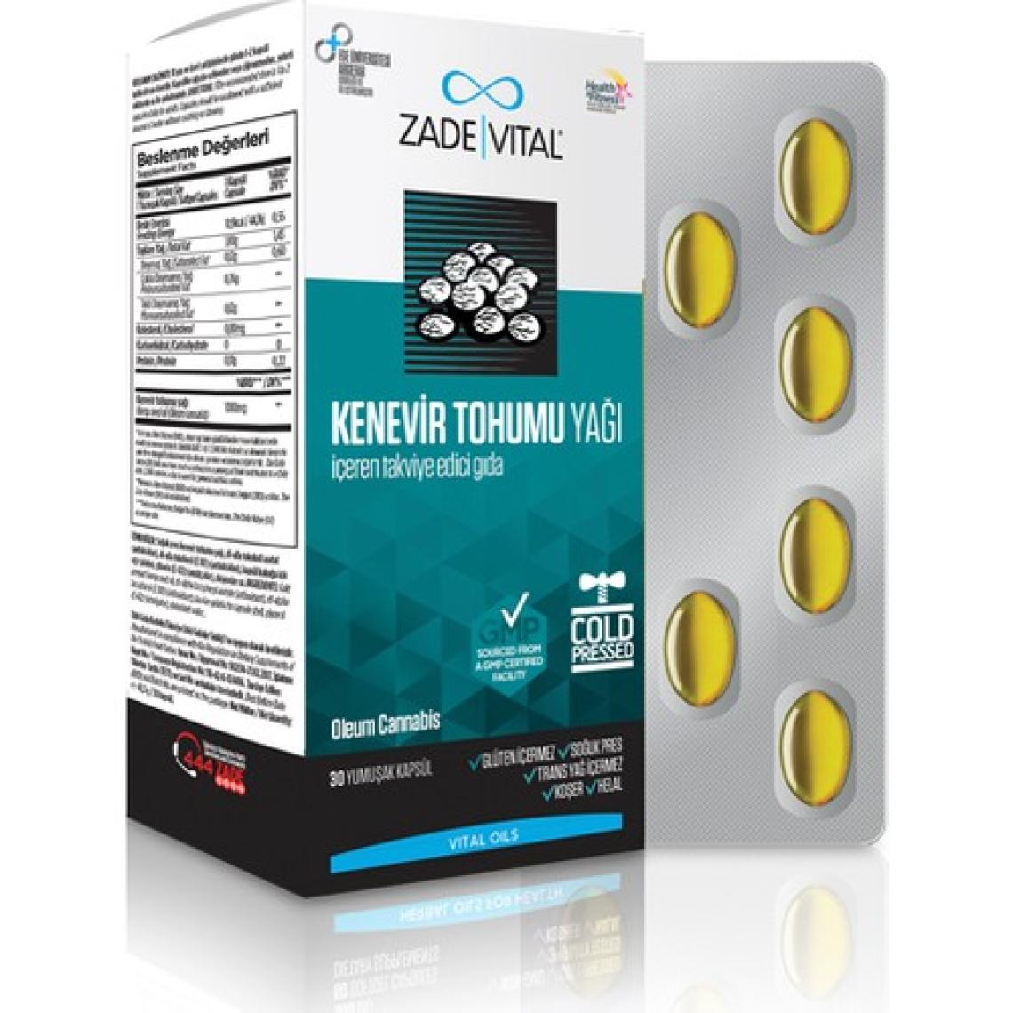Zade Vital Kenevir Yağı Blister 30 Kapsül