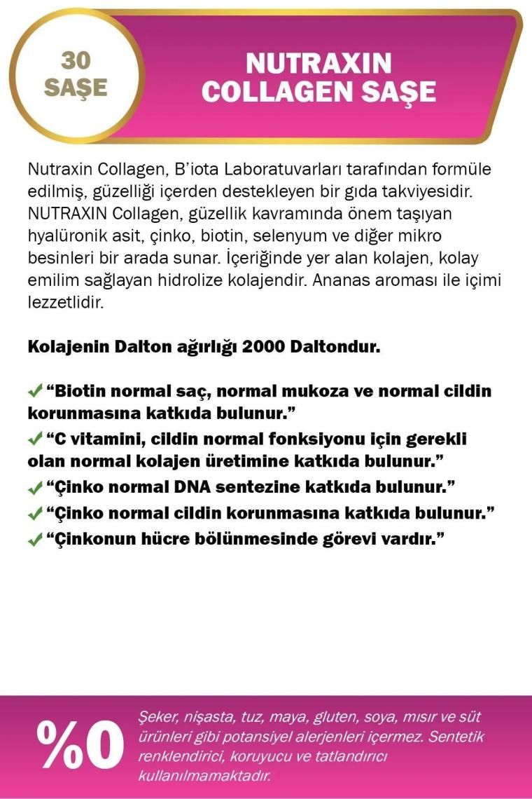 Nutraxin Collagen 30 Saşe 10.000 Mg Tip 1 Tip 3 Ananas Aromalı 2'li