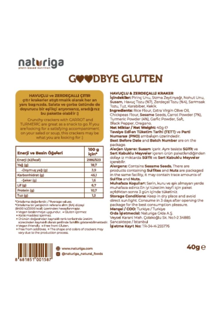 Naturiga Havuçlu Zerdeçallı Kraker 40 gr