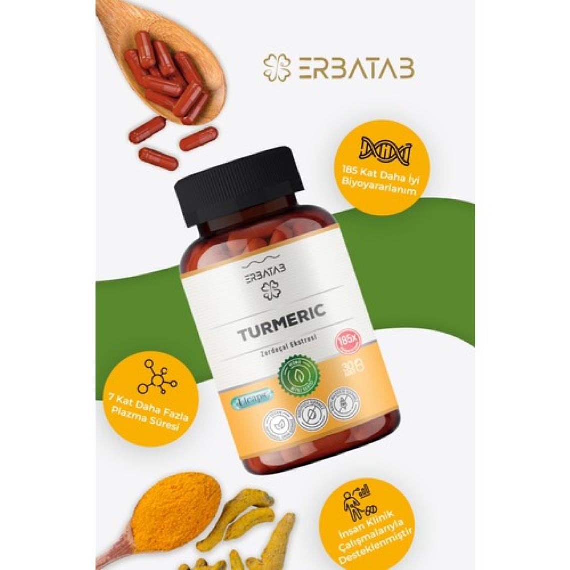 Erbatab Zerdeçal Curcumin Ekstresi 30 Kapsül Licaps®