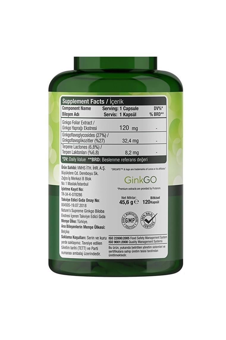 Nature's Supreme Ginkgo Biloba 120 Mg 120 Kapsül