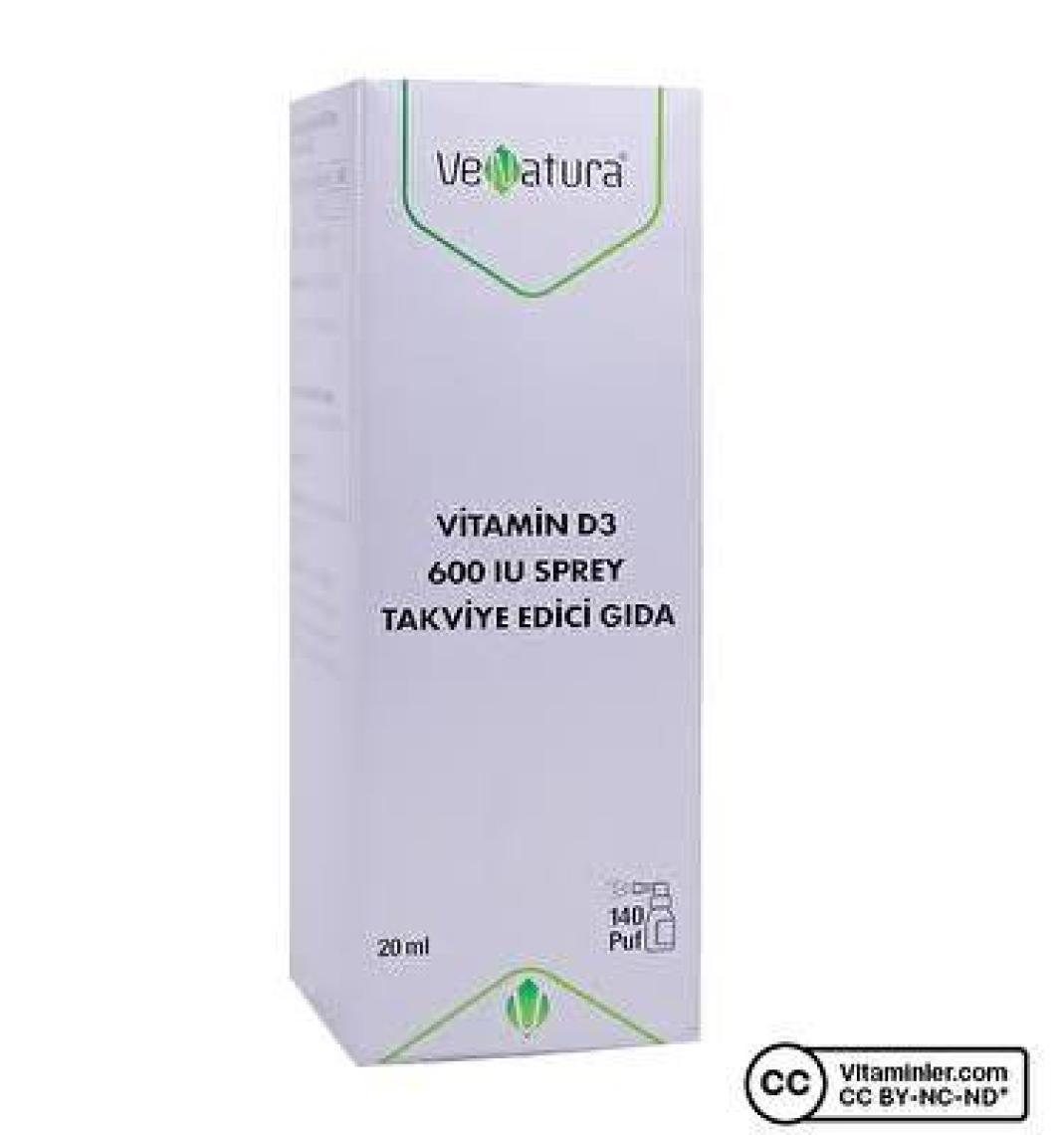 Venatura Vitamin D3 600 Iu Sprey Takviye Edici Gıda 20 Ml