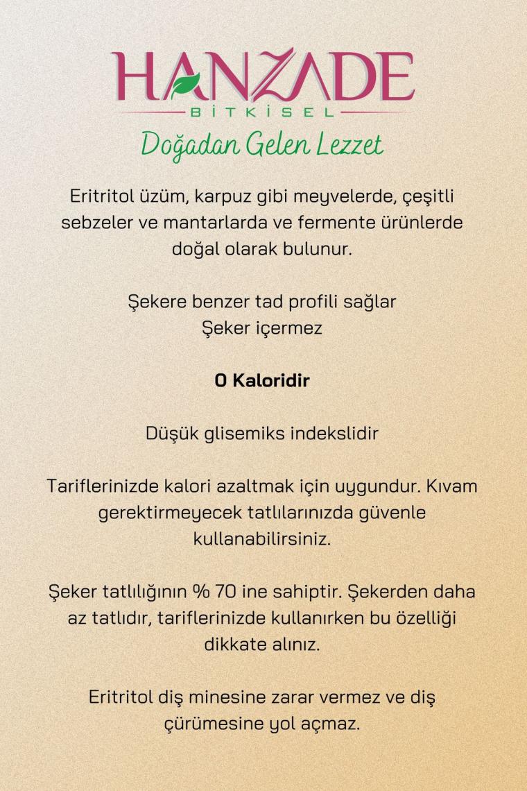 Eritritol Doğal Toz Tatlandırıcı 250 Gr Sıfır Kalori Keto Diyet Erythritol