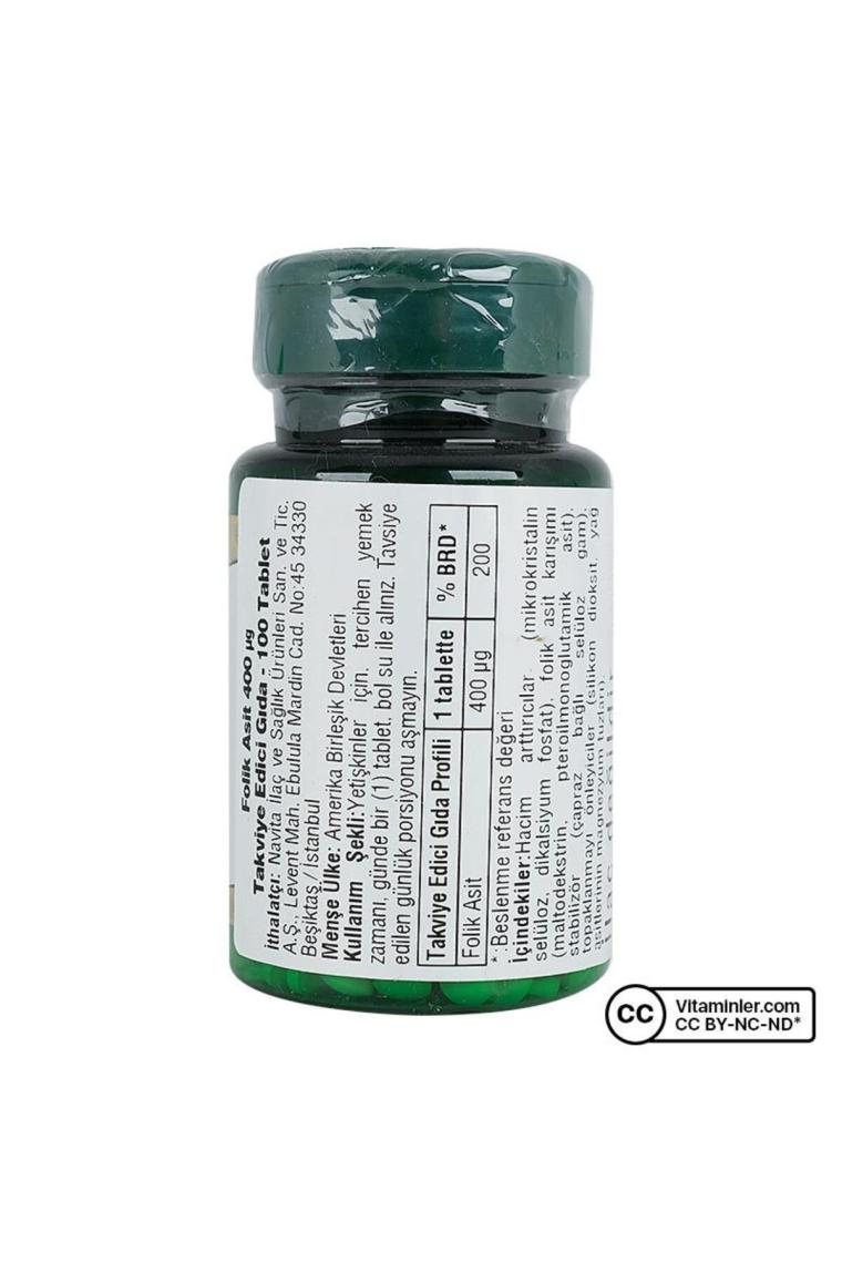 Nature's Bounty Folic Acid 400 mcg 100 Tablet