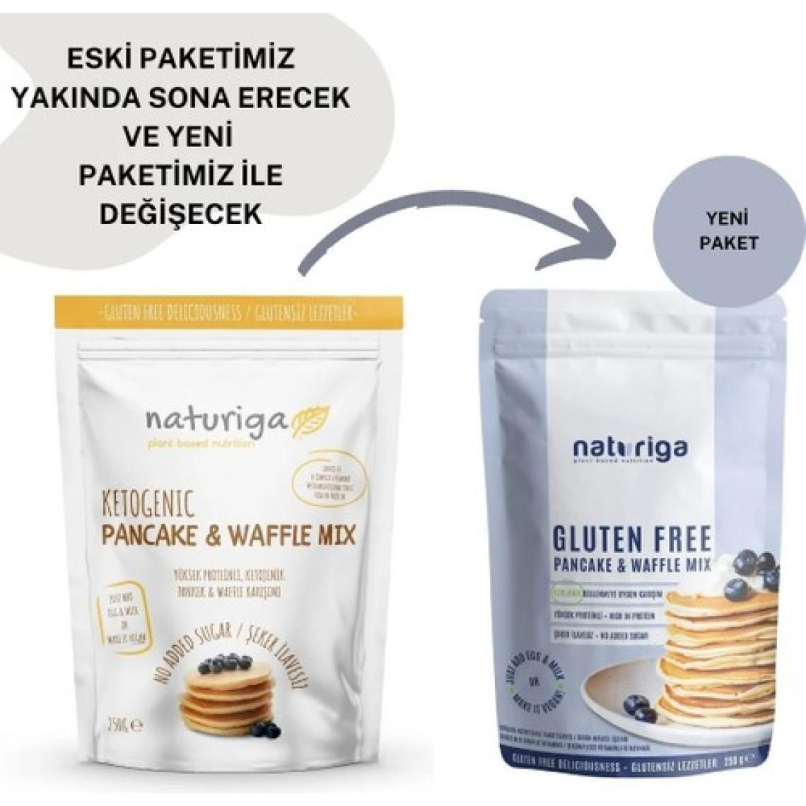 Naturiga Organik Ketojenik Pancake ve Waffle Karışımı 250 g – B Vitamini Kompleksi ve Folik Asit İçerikli, Türkiye Üretimi, 3 Porsiyon