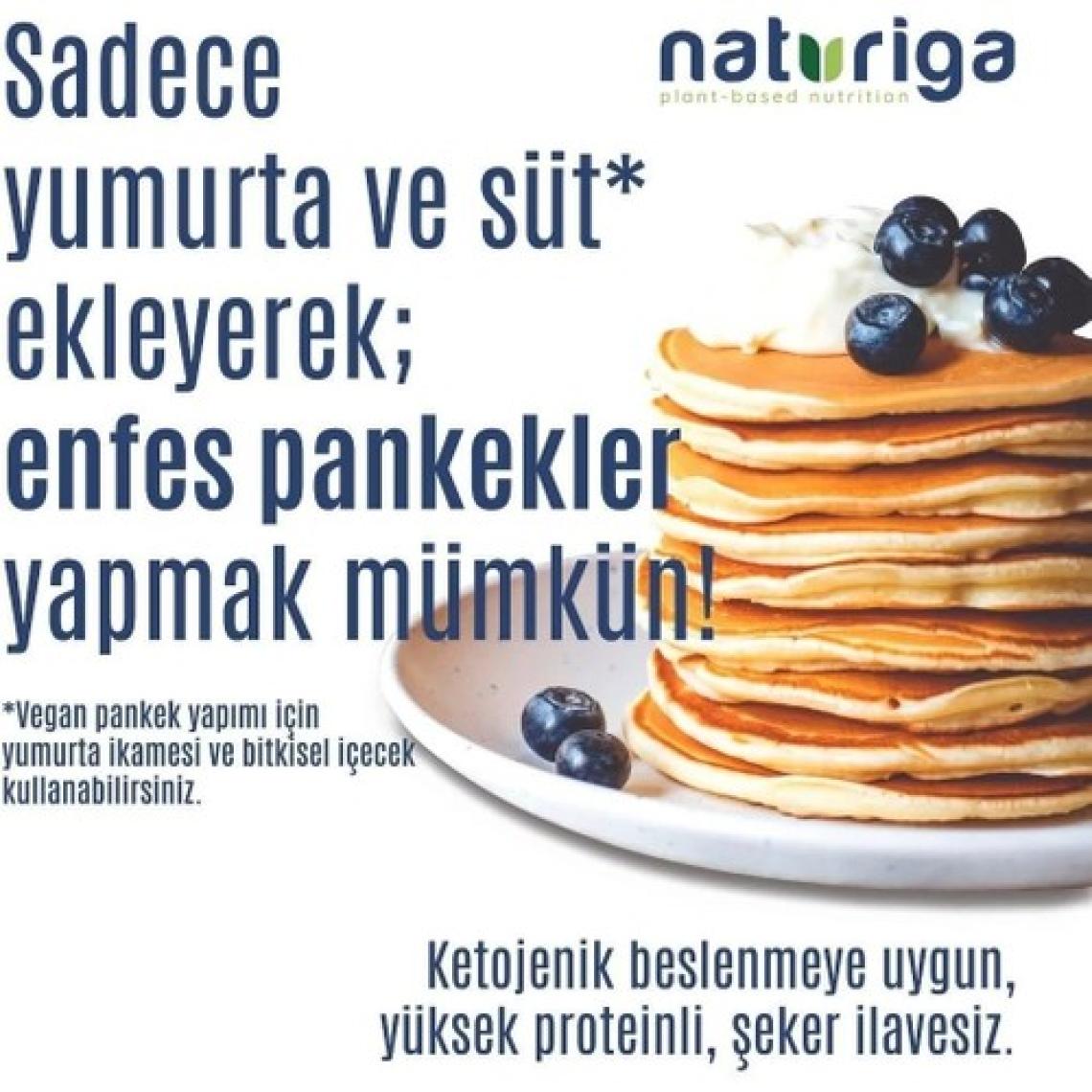 Naturiga Organik Ketojenik Pancake ve Waffle Karışımı 250 g – B Vitamini Kompleksi ve Folik Asit İçerikli, Türkiye Üretimi, 3 Porsiyon