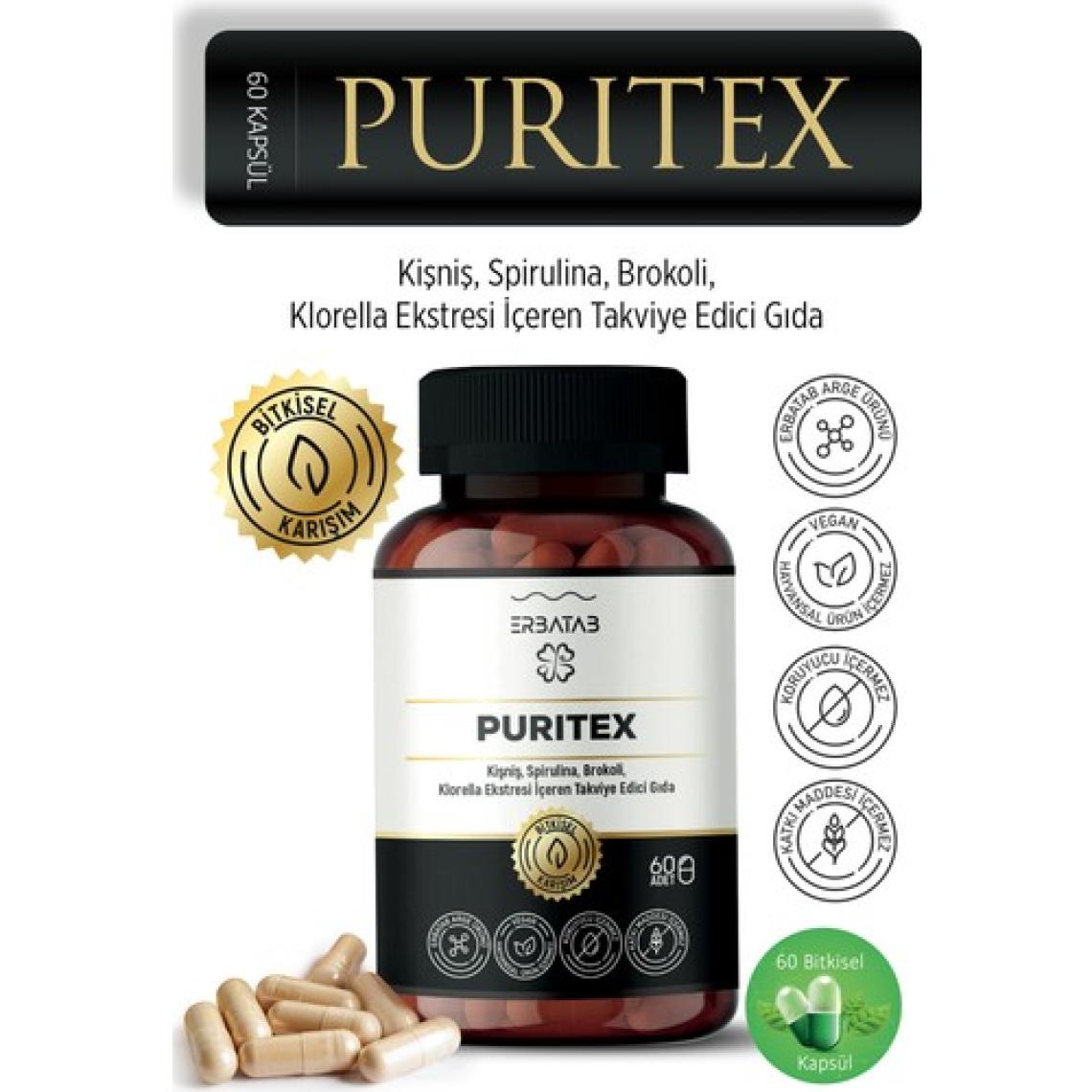 Erbatab Puritex (Kişniş - Spirulina - Brokoli - Klorella) 60 Kapsül