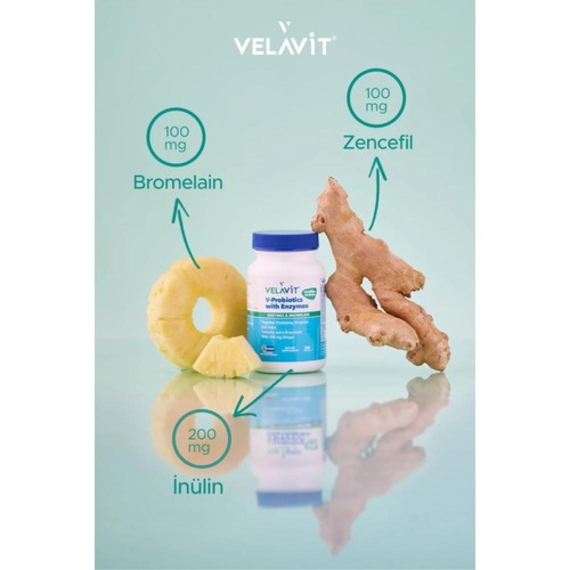 Velavit V-Probiotics Enzymes Takviye Edici Gıda 30 Kapsül