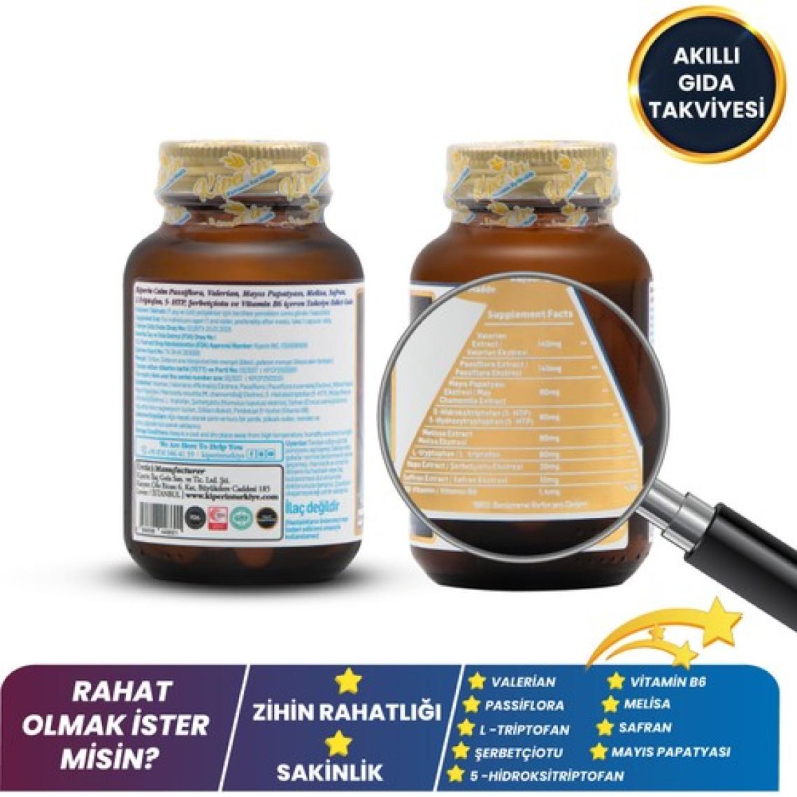 Kiperin Calm Passiflora, Safran, 5-Htp, Valerian, 9 İçerik (30 Günlük) 30 Kapsül