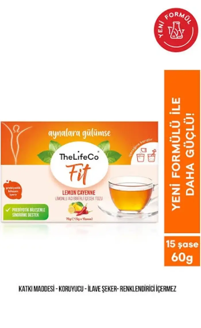 TheLifeCo Lemon Cayenne - Limonlu Acı Biberli İçecek Tozu 5g x 15 Adet Şase