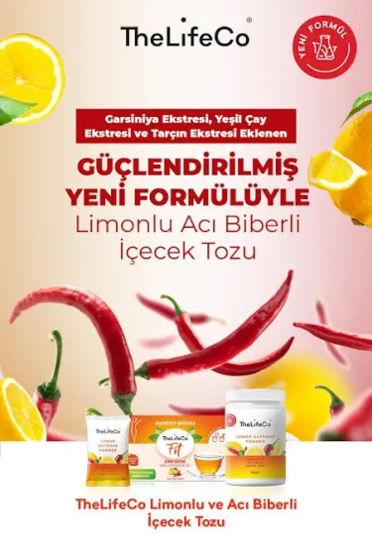 TheLifeCo Lemon Cayenne - Limonlu Acı Biberli İçecek Tozu 5g x 15 Adet Şase
