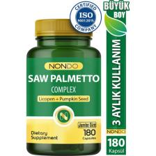 Nondo Saw Palmetto Complex 180 Kapsül (Jumbo Boy 3 Aylık Kullanım , Cüce Palmiye,likopen,çinko,yeşil Çay)