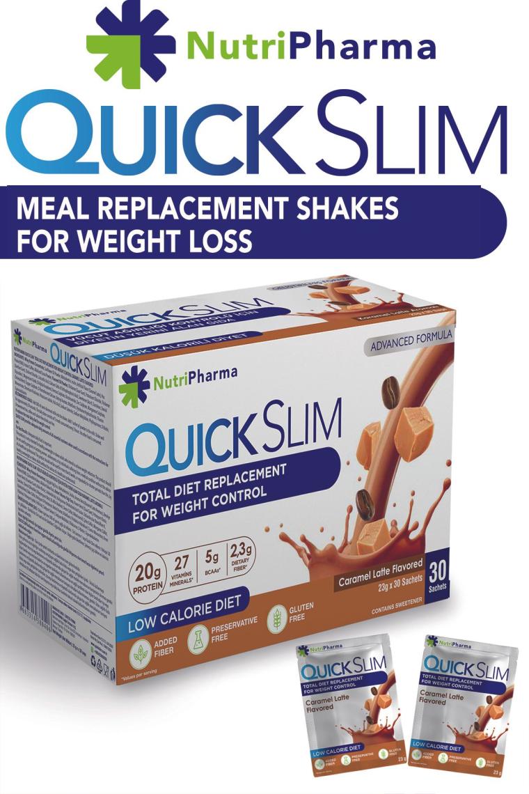 Nutripharma Quick Slim Öğün Yerine Geçen Diyet Shake-30 Sase-Karamel Latte Aromali