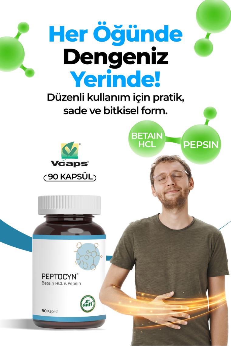 Anti Peptocyn® Betain Hcl,pepsin 90 Kapsül