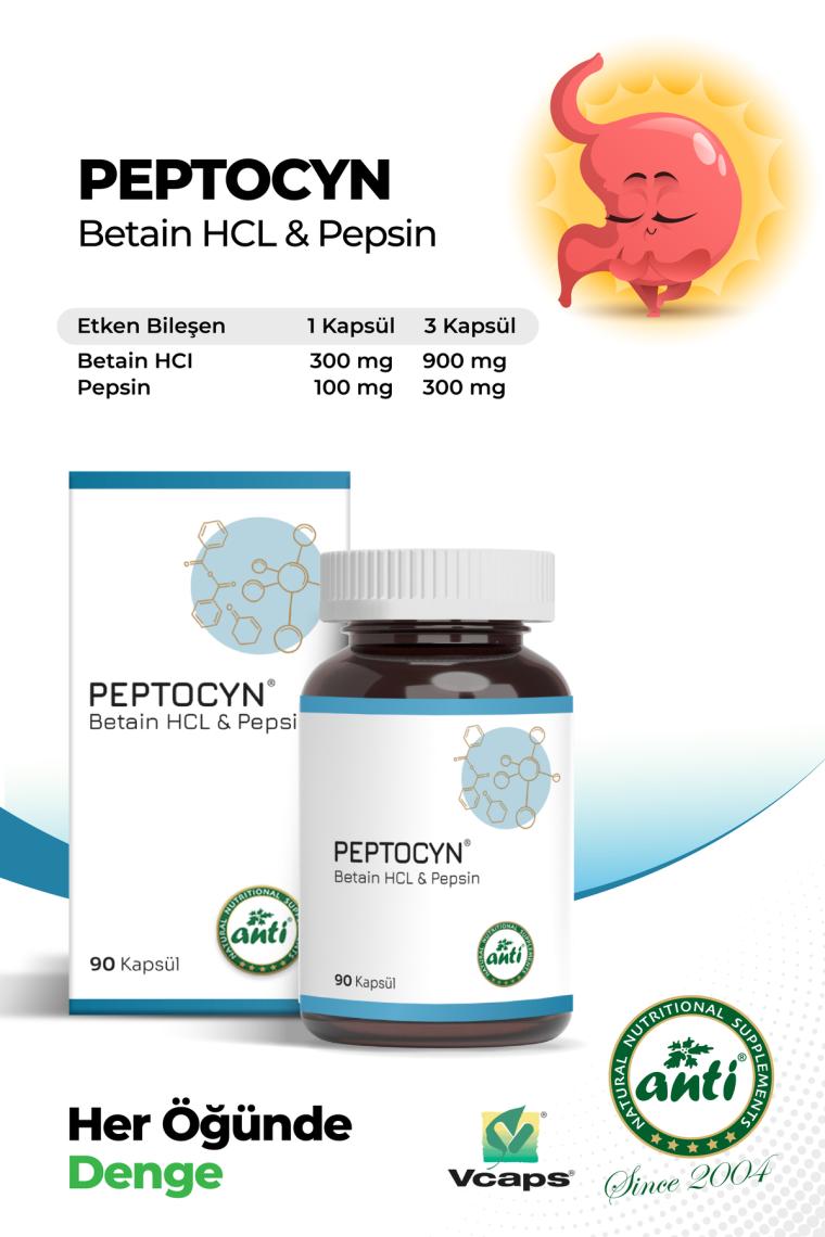 Anti Peptocyn® Betain Hcl,pepsin 90 Kapsül