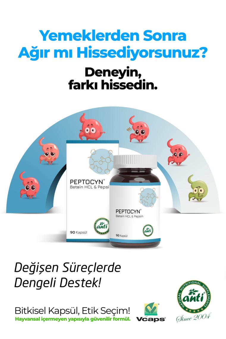 Anti Peptocyn® Betain Hcl,pepsin 90 Kapsül