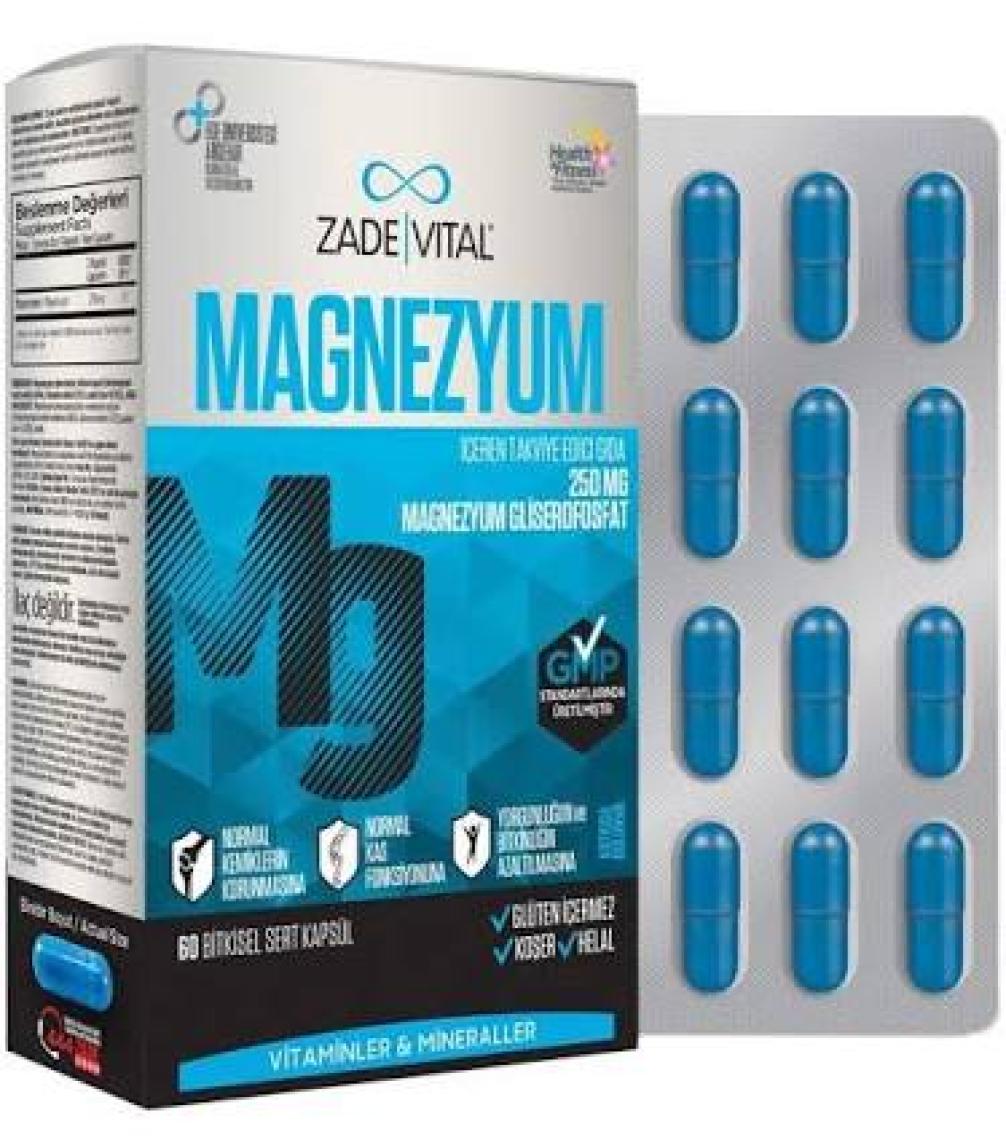 Zade Vital Magnezyum 250 Mg 60 Kapsül