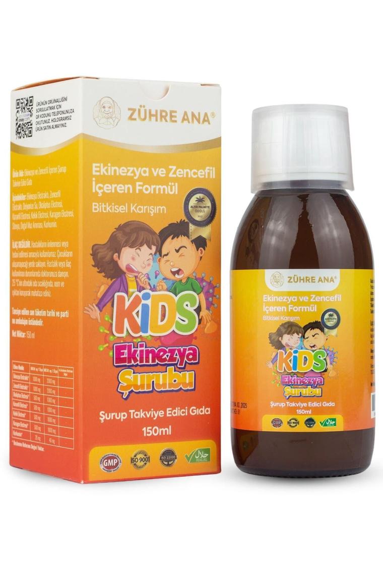 Zühre Ana Kids Ekinezya Şurubu Çocuklar Için Ekinezya ve Zencefil Içeren Şurup 150 ml