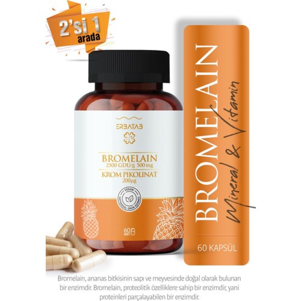 Erbatab Bromelain & Krom Pikolinat 60 Kapsül 2 in 1