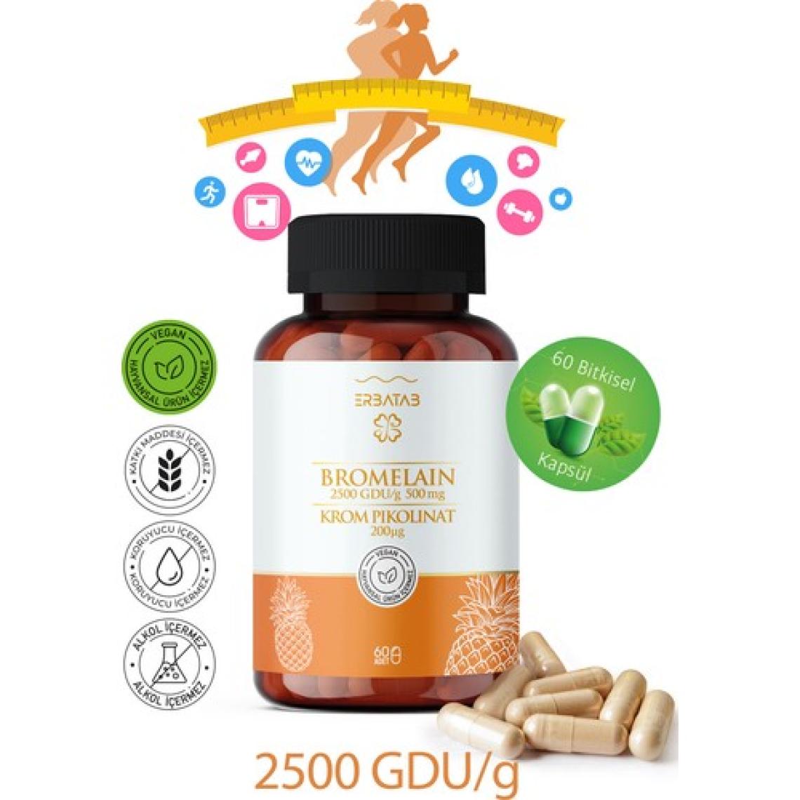 Erbatab Bromelain & Krom Pikolinat 60 Kapsül 2 in 1