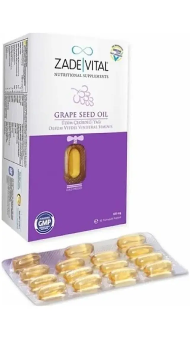 Zade Vital Üzüm Çekirdeği Yağı 500 Mg 60 Kapsül