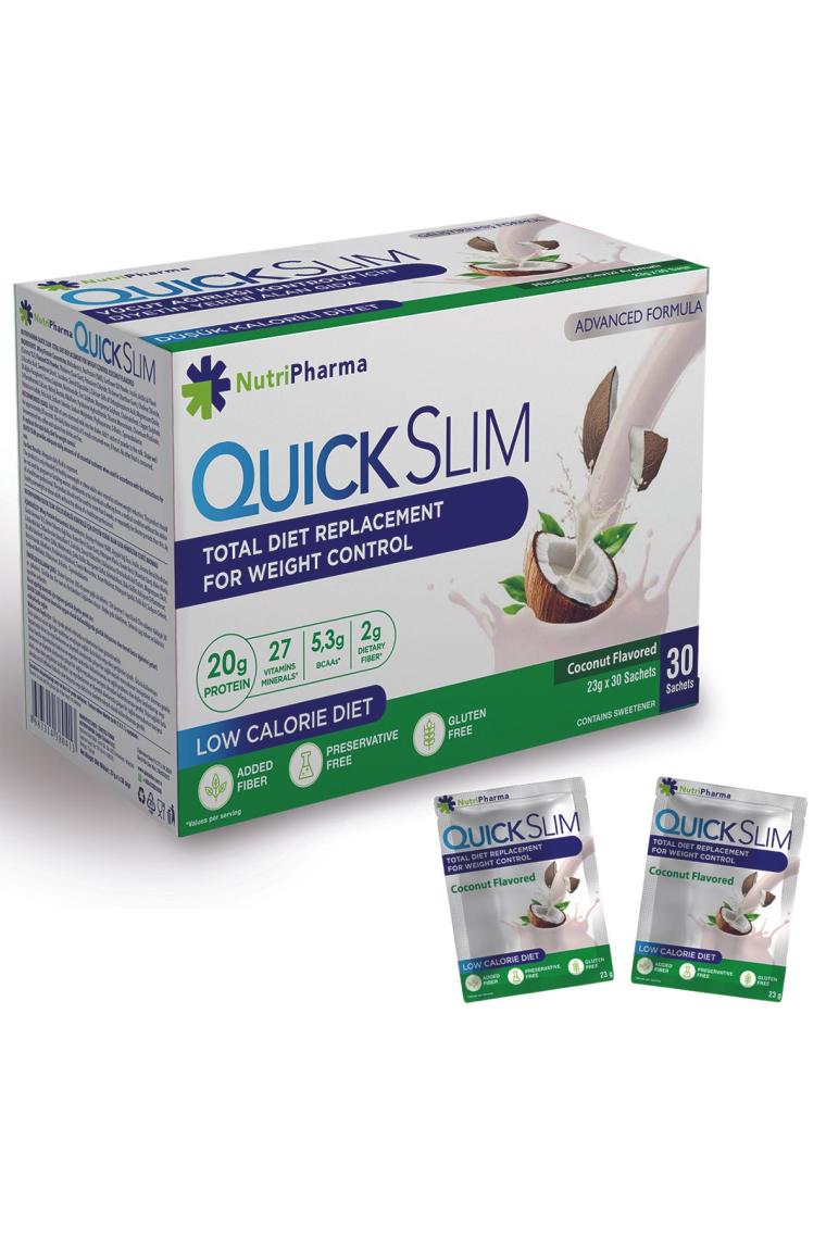 Nutripharma Quick Slim Öğün Yerine Geçen Shake - 30 Saşe - Hindistan Cevizi Aromalı