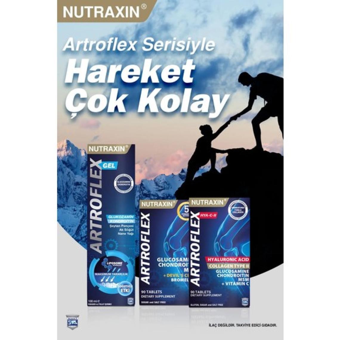 Nutraxin Artroflex 90 Tablet - Glukozamin, Kondroitin, MSM, Bromenlin ve Şeytan Pençesi İçeren Takviye Edici Gıda