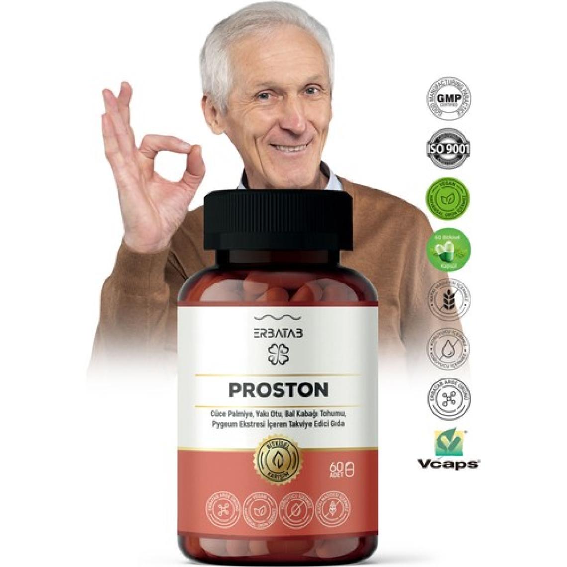Erbatab Proston (Cüce Palmiye- Yakı Otu - Bal Kabağı Tohumu- Pygeum Ekstresi) 60 Kapsül