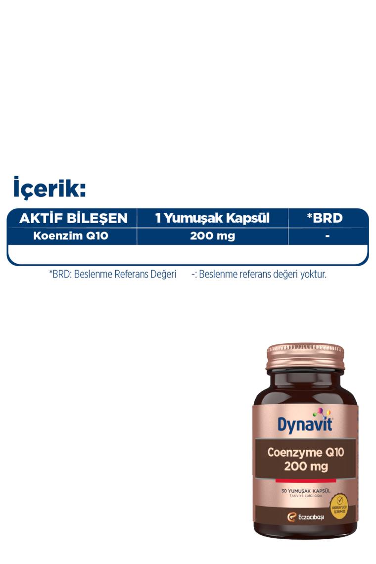 Dynavit Coenzyme Q10 200 mg 30 Yumuşak Kapsül - Koenzim Q10