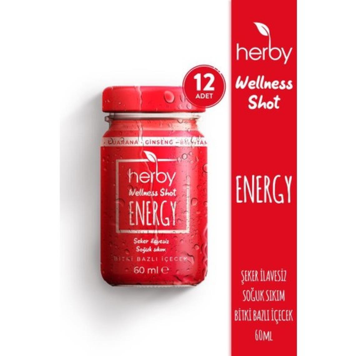 Herby Energy Shot 12'li Paket Enerji Desteği Bitki Bazlı İçecek 60 ml