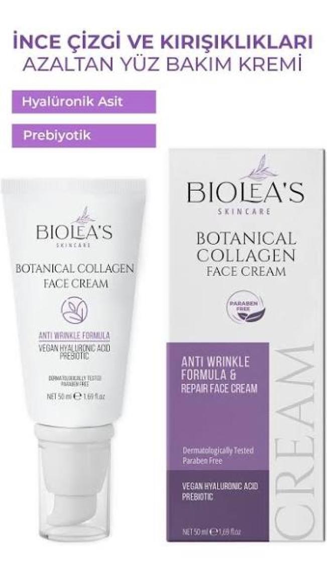 Biolea's Ince Çizgi ve Kırışıklıkları Azaltan Yüz Bakım Kremi Bitkisel +Vegan Hyalüronik Asit 50 ml