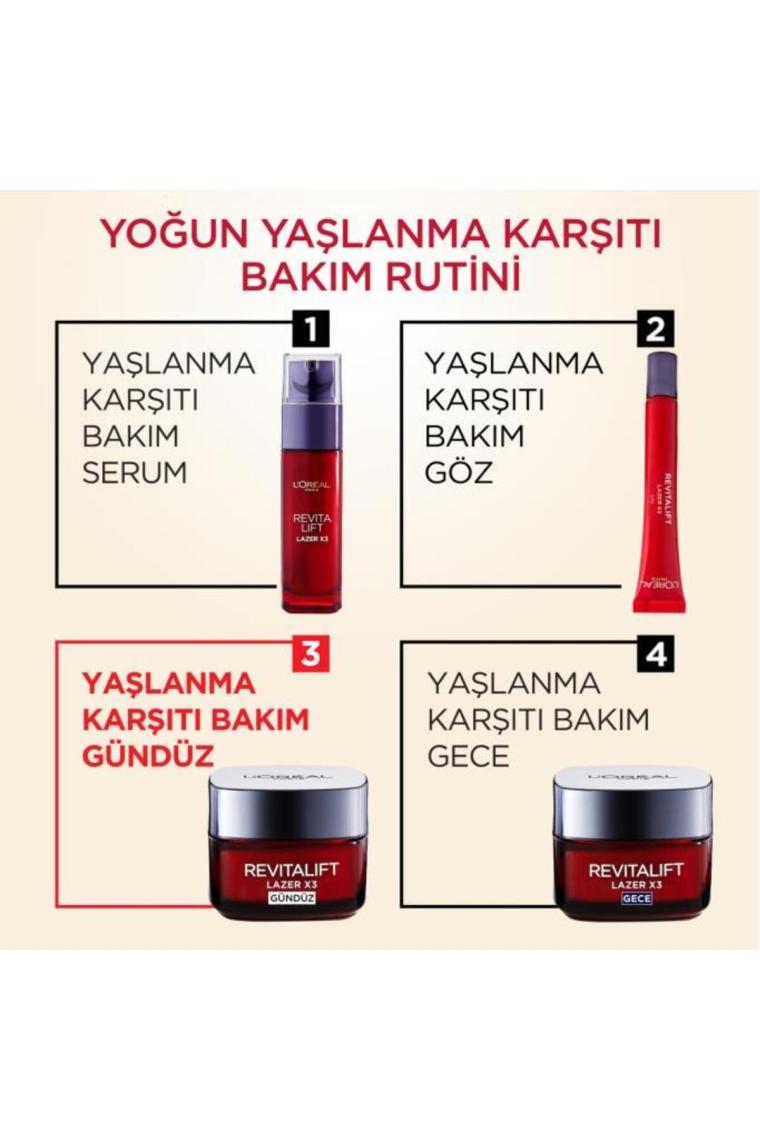 Loreal Paris Revitalift Lazer X3 Yoğun Yaşlanma Karşıtı Gündüz Bakım Kremi 15 ml
