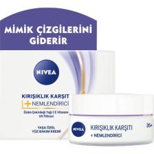 NIVEA + Nemlendirici Krem Yaş 35+ (50ml);Yaşa Özel Yüz Bakım Kremi;E Vitamini veÜzüm Çekirdeği Yağı ile Yoğun Cilt Bakım;UV filtresi ile Güneş Koruması