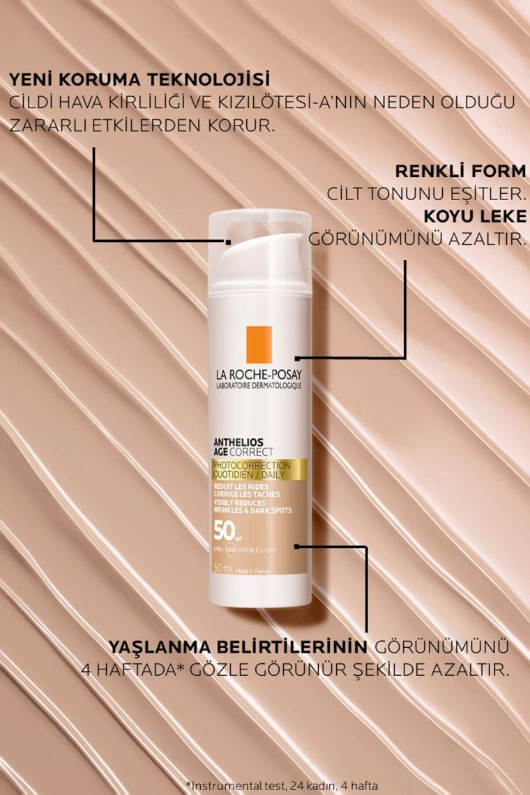 La Roche-Posay Anthelios Age Correct CC Renkli 50 Faktör Güneş Kremi 50 ml