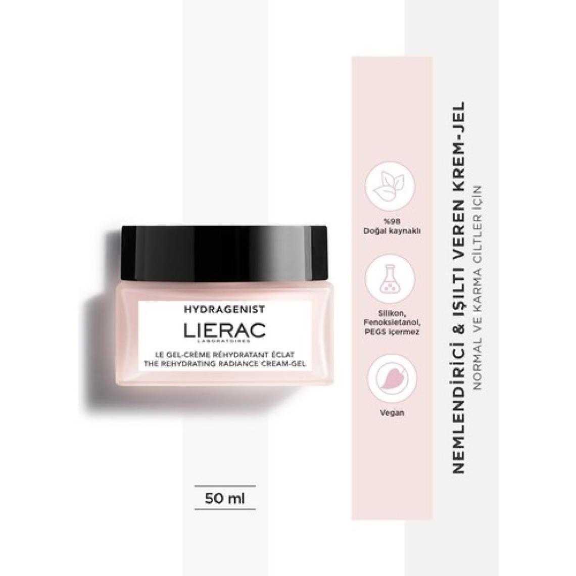Lierac Hydragenist The Rehdyrating Radiance Cream-Gel Vegan, Nemlendirici, Işıltı Veren Krem Jel 50 ml