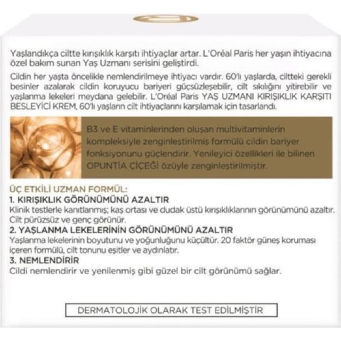 Loreal Paris Yaş Uzmanı 60+ Kırışıklık Karşıtı Yenileyici Krem 50 ml