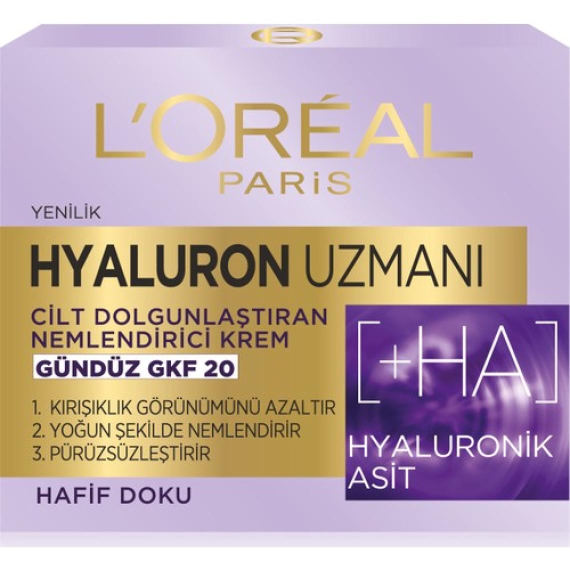 L'Oréal Paris Hyaluron Uzmanı Cilt Dolgunlaştıran Nemlendirici Krem GKF 20