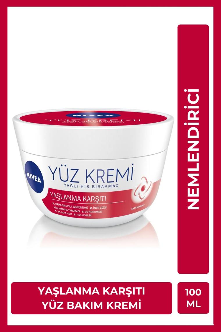 Yaşlanma Karşıtı Yüz Bakım Kremi 100ml, Nemlendirici, Sıkı Cilt Görünümü, Antioksidan, UV Koruması