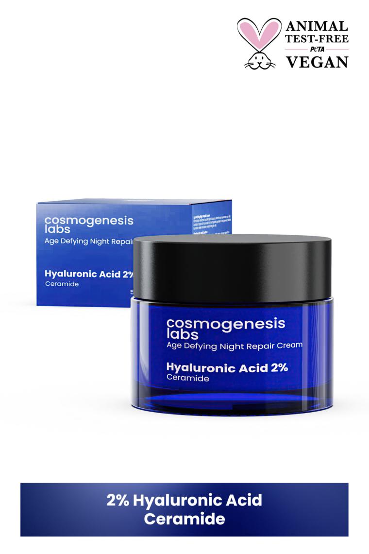 Yoğun Nemlendirici Gece Bakım Kremi 50ml Vegan Yaşlanma Ve Kırışıklık Karşıtı (%2 HYALURONİC ACİD)
