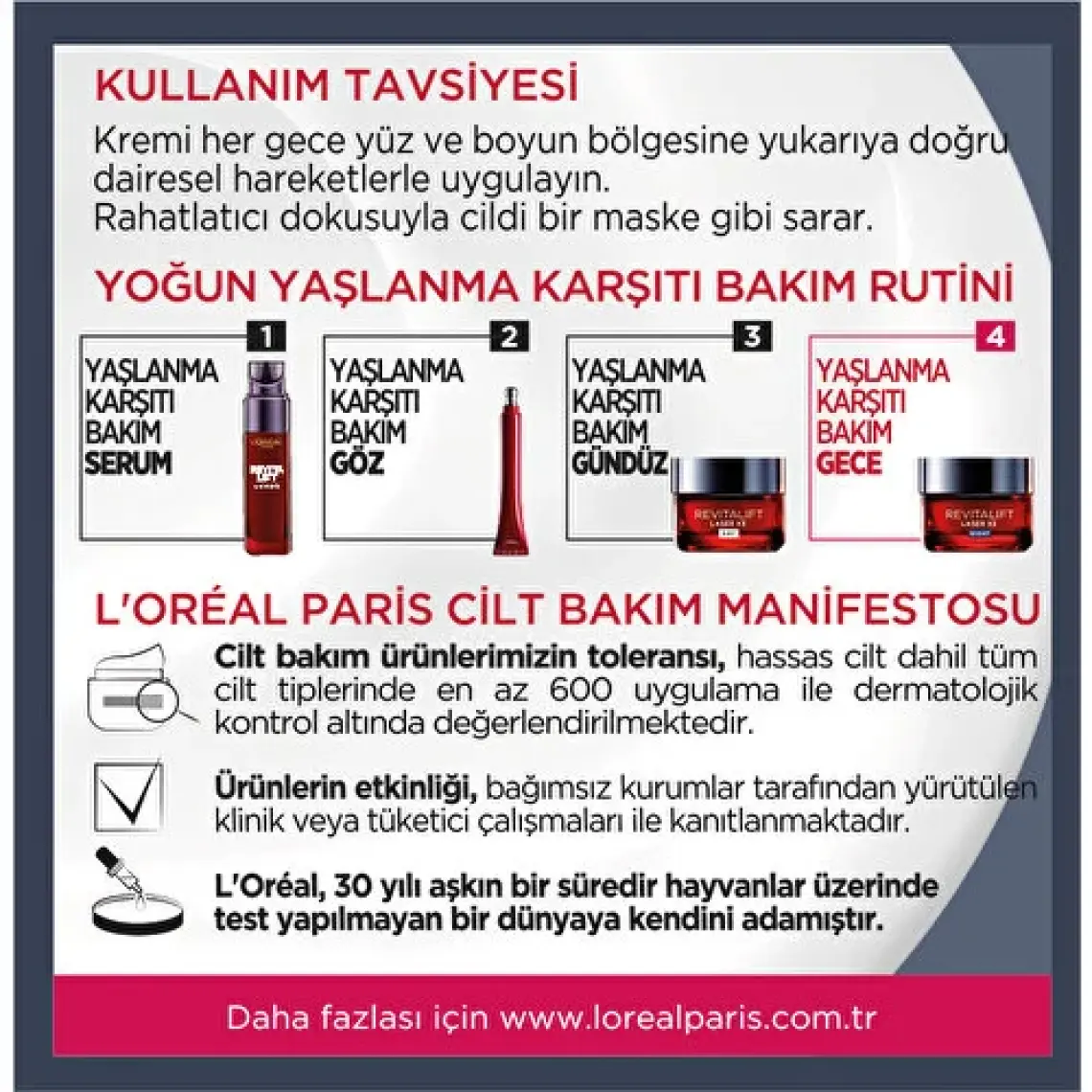 L'Oréal Paris Revitalift Lazer X3 Yoğun Yaşlanma Karşıtı Gece Bakım Kremi