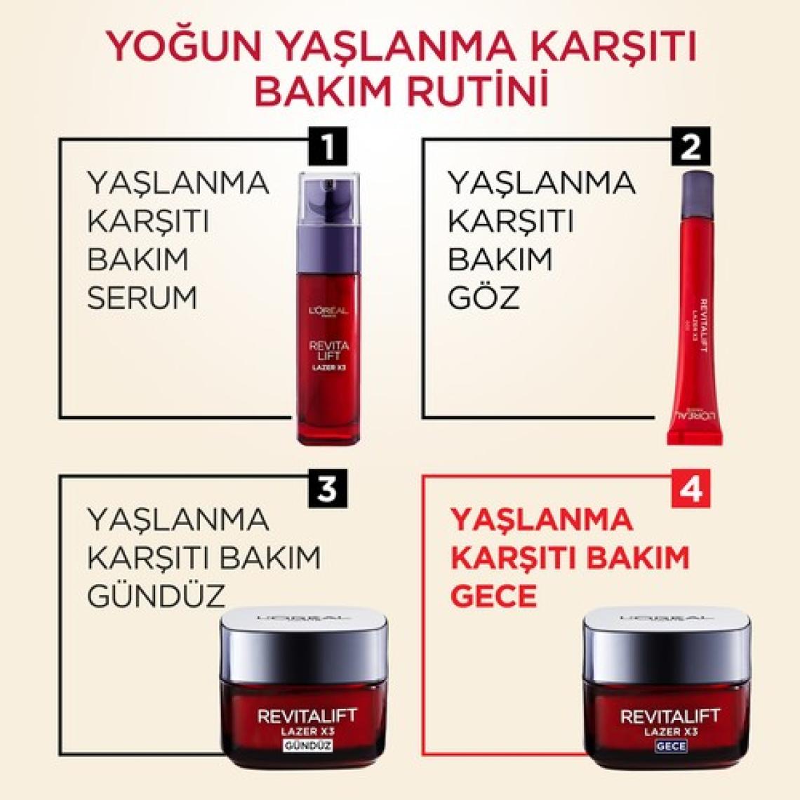 L'Oréal Paris Revitalift Lazer X3 Yoğun Yaşlanma Karşıtı Gece Bakım Kremi